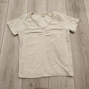 Madewell White V Neck Top, Shirt, white, size XS.
